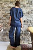 Benji Linen Wave Y Tee Navy